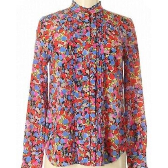 Multicolor Floral silk long sleeve blouse - Picture 2 of 3